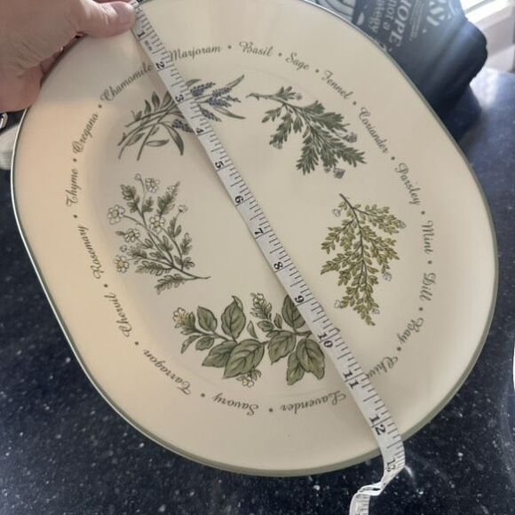 Vintage Corelle Thymeless Herbs Platter Oval Serving Platter 12"x9-3/4" USA - Picture 2 of 10